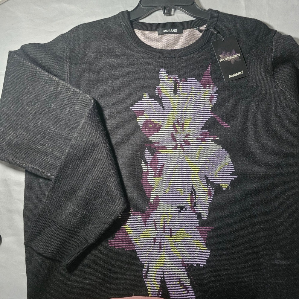 Murano Inflourescence Large Men's Tight Knit Crew Neck Heavy Sweater Floral 1584